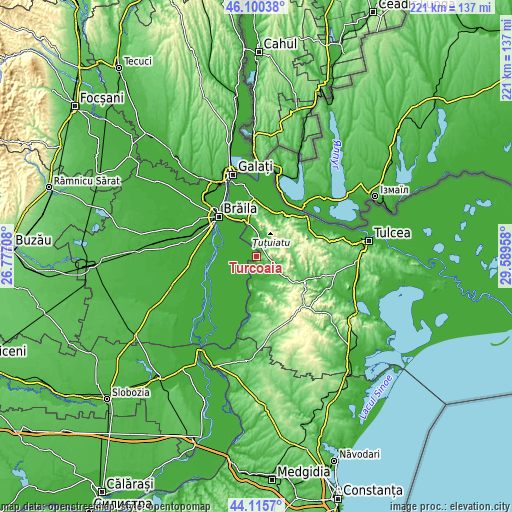 Topographic map of Turcoaia