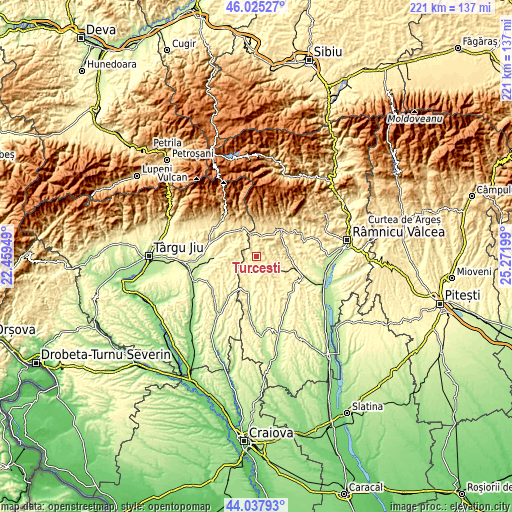 Topographic map of Turcești