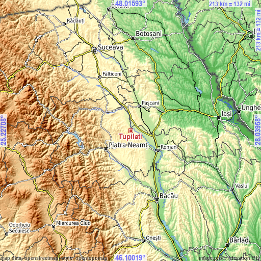 Topographic map of Tupilaţi