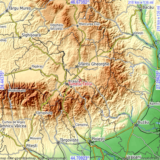 Topographic map of Tunelu-Teliu