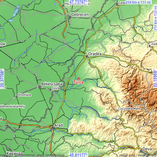 Topographic map of Tulca