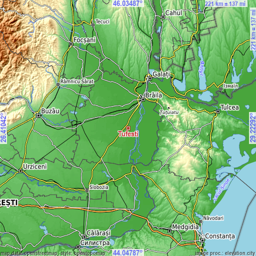 Topographic map of Tufeşti