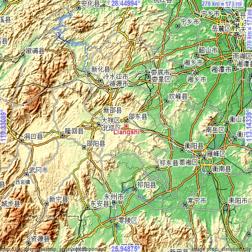 Topographic map of Liangshi