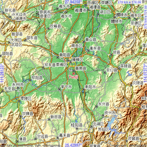Topographic map of Yunji