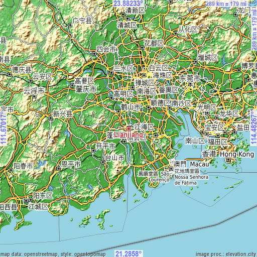 Topographic map of Lianjiang