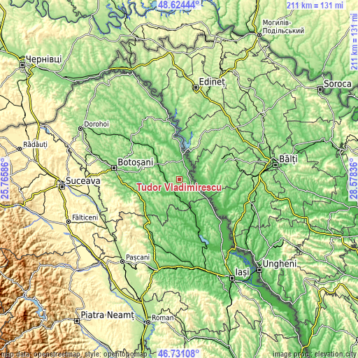 Topographic map of Tudor Vladimirescu