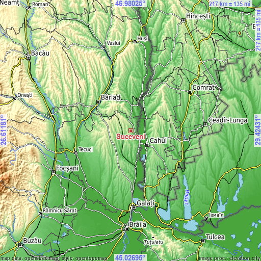 Topographic map of Suceveni