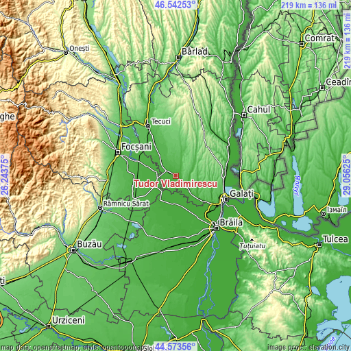 Topographic map of Tudor Vladimirescu