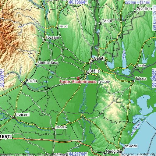 Topographic map of Tudor Vladimirescu