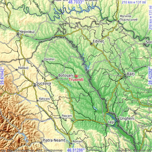 Topographic map of Truşeşti