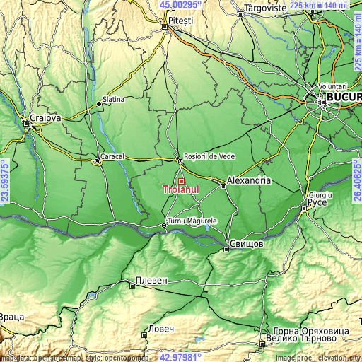 Topographic map of Troianul