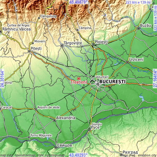 Topographic map of Trestieni