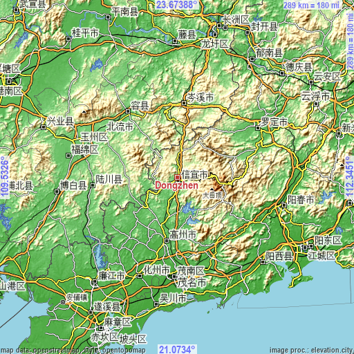 Topographic map of Dongzhen