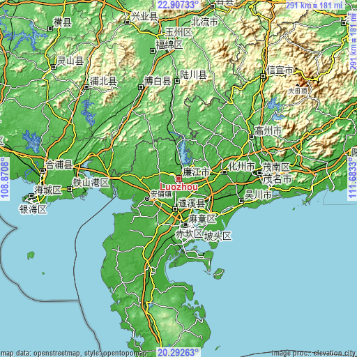 Topographic map of Luozhou