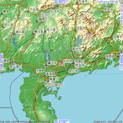Topographic map of Hexi