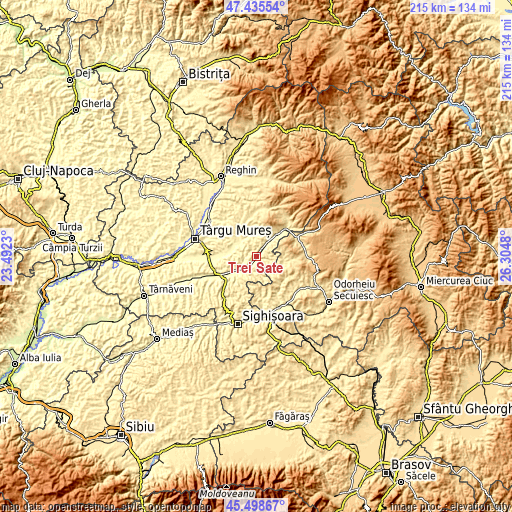 Topographic map of Trei Sate