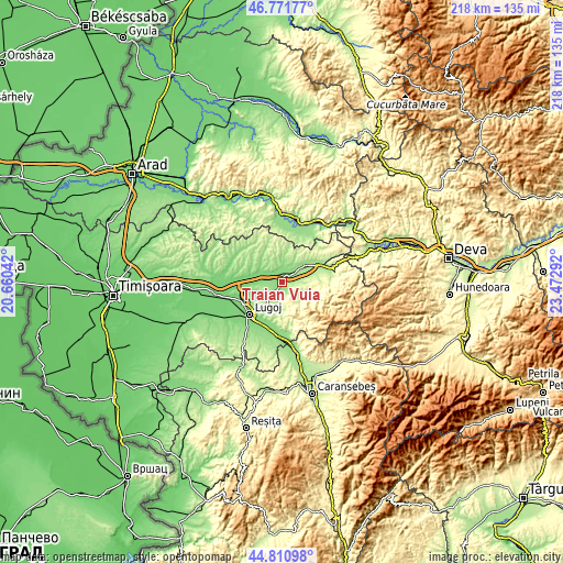 Topographic map of Traian Vuia