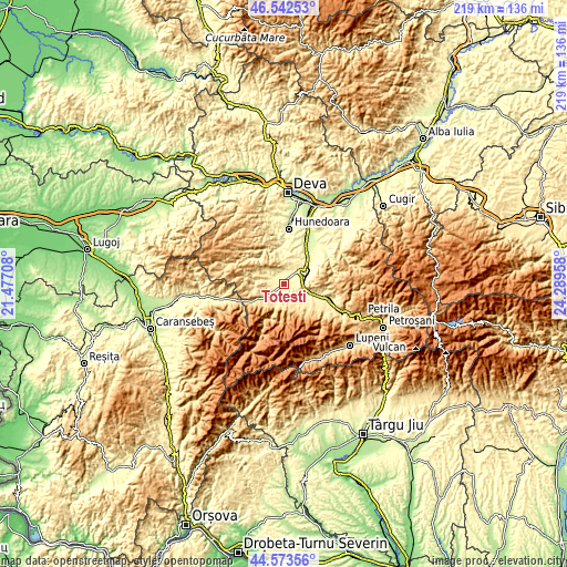 Topographic map of Toteşti