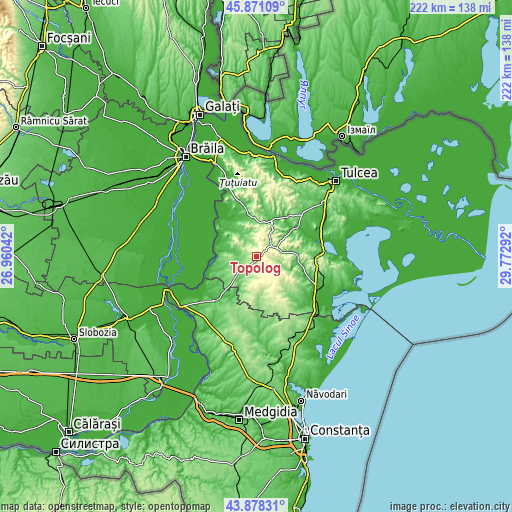 Topographic map of Topolog