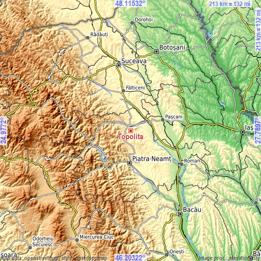 Topographic map of Topolița