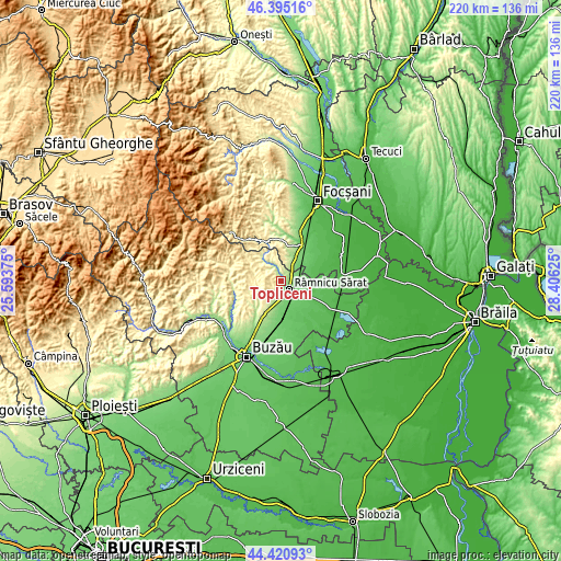 Topographic map of Topliceni