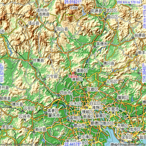 Topographic map of Taihe