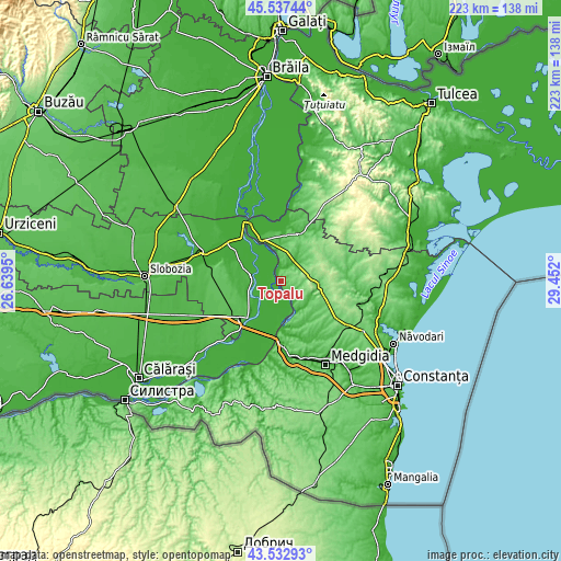 Topographic map of Topalu