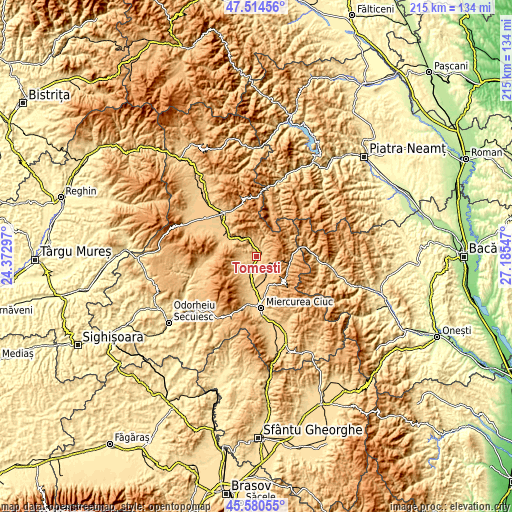 Topographic map of Tomești