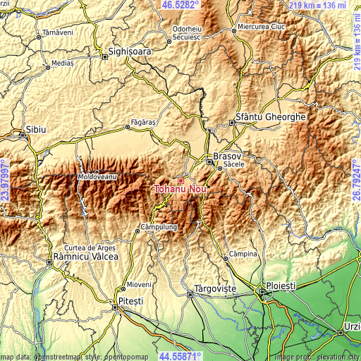 Topographic map of Tohanu Nou