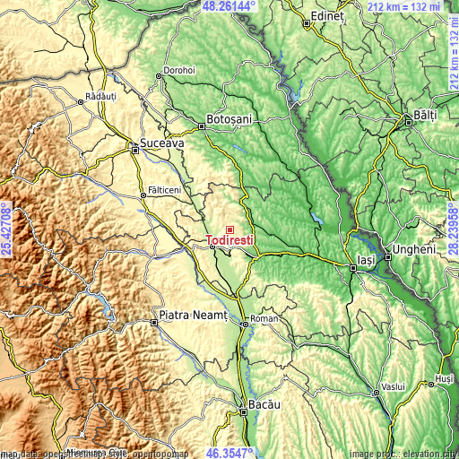 Topographic map of Todireşti