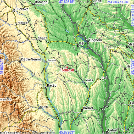 Topographic map of Todireşti