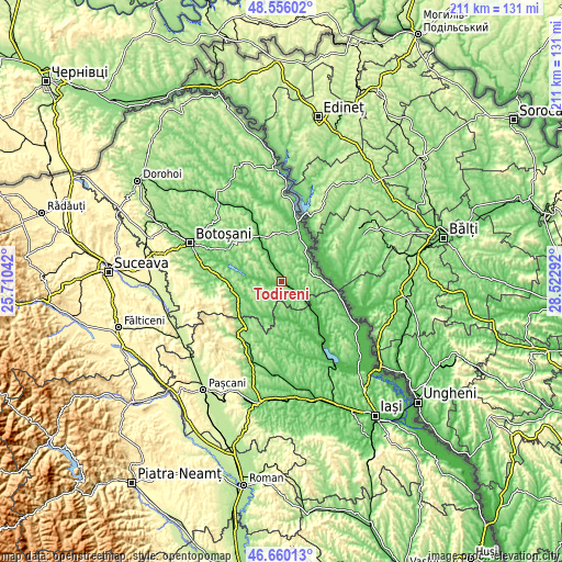 Topographic map of Todireni