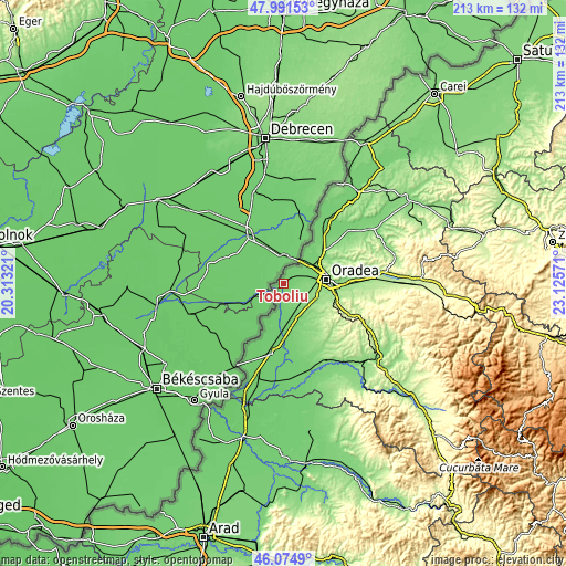 Topographic map of Toboliu