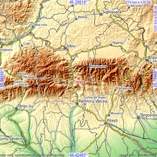 Topographic map of Titești