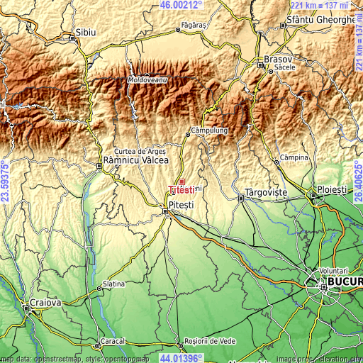 Topographic map of Titeşti