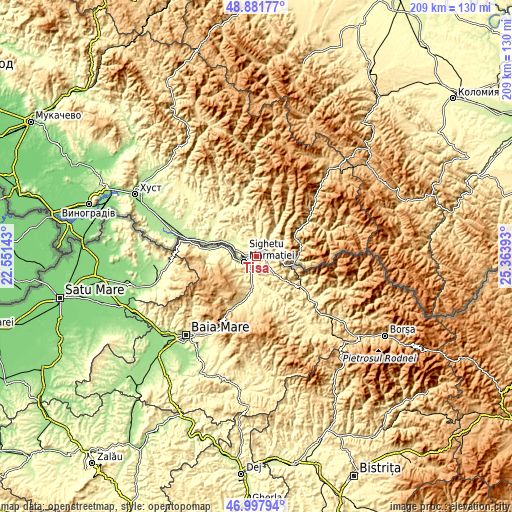 Topographic map of Tisa