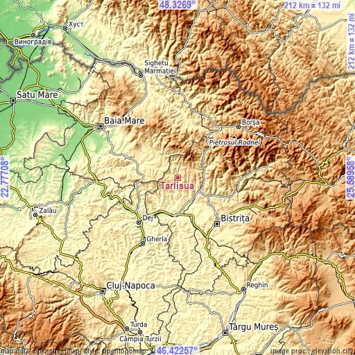 Topographic map of Târlişua