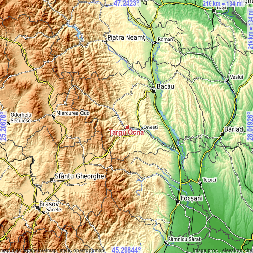 Topographic map of Târgu Ocna