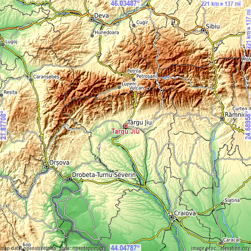 Topographic map of Târgu Jiu