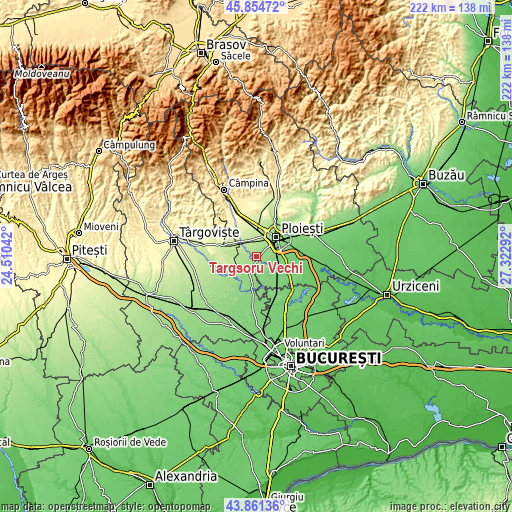 Topographic map of Târgşoru Vechi