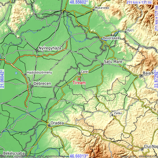 Topographic map of Tiream