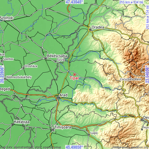 Topographic map of Țipar