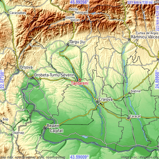 Topographic map of Ţânţăreni