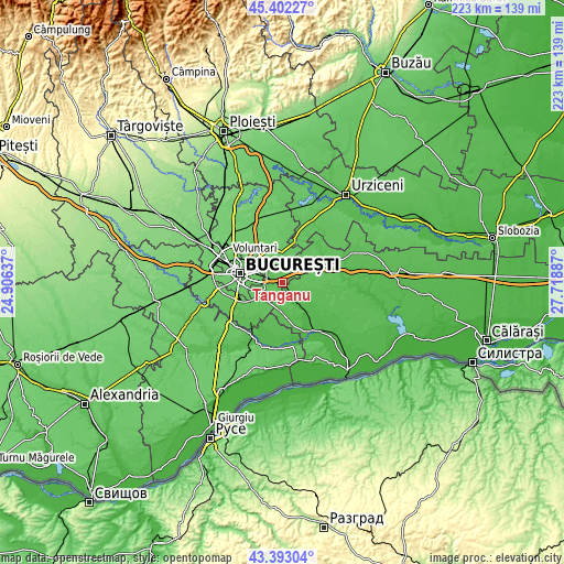 Topographic map of Tânganu