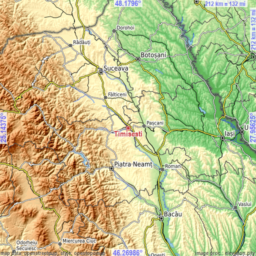 Topographic map of Timişeşti