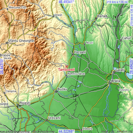 Topographic map of Tâmboeşti