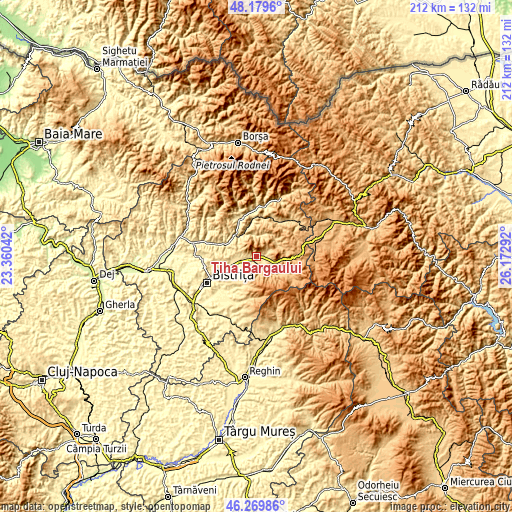 Topographic map of Tiha Bârgăului