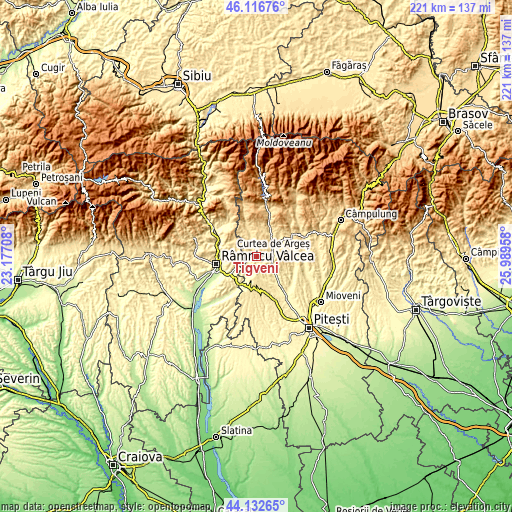 Topographic map of Tigveni