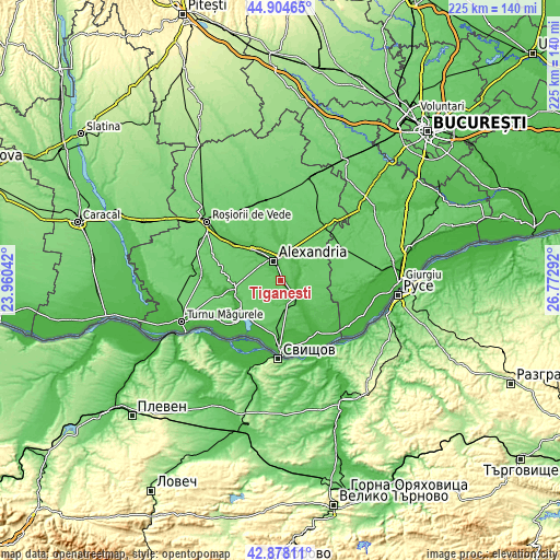 Topographic map of Ţigăneşti