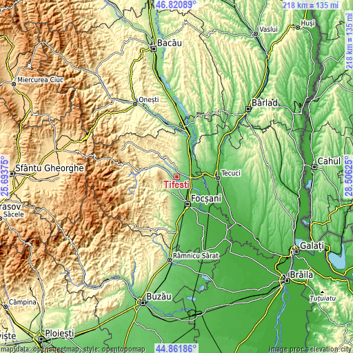 Topographic map of Ţifeşti